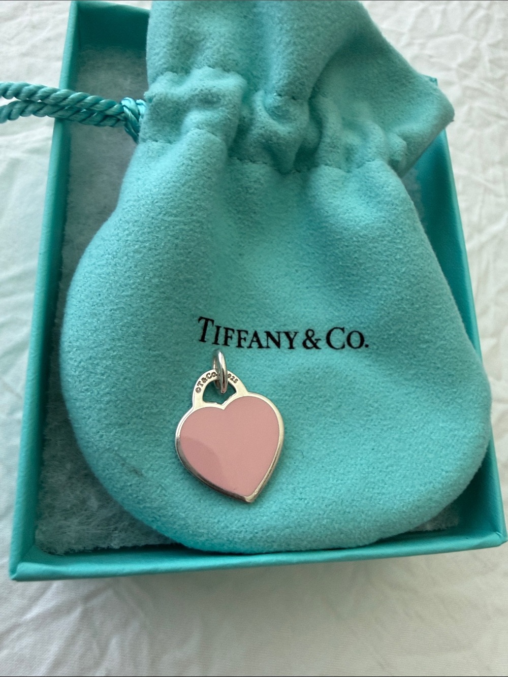 Tiffany & Co. Blush Pink Enamel Heart Charm Pendant